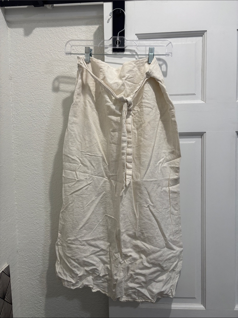Urban Outfitters Cream Midi Skirt with Tie Waist